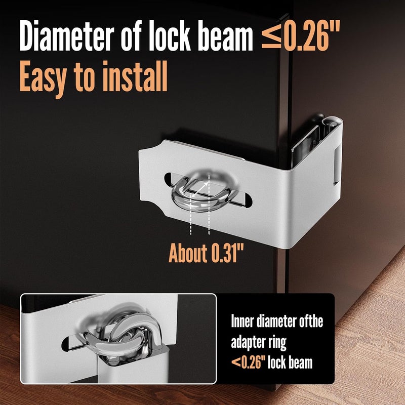 GMSP Door Lock Hasp Latch, 90 Degree Solid 304 Stainless Steel File Cabinet Hasp Lock Latch, Extra Thick Gate Lock Hasp Padlock with Keys Brushed Finish (1.96 Inch, Silver) - Image 4